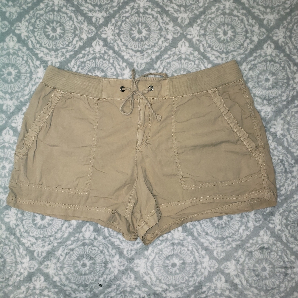 Ana  A New Aproach tan shorts Juniors size 14 waist 35" relaxed, stretched 41"
